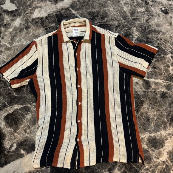 Zara Other - Zara Relaxed Fit Striped Knit Shirt